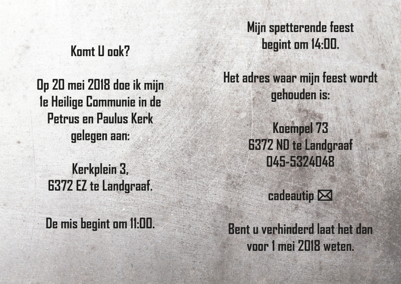 Communie uitnodiging